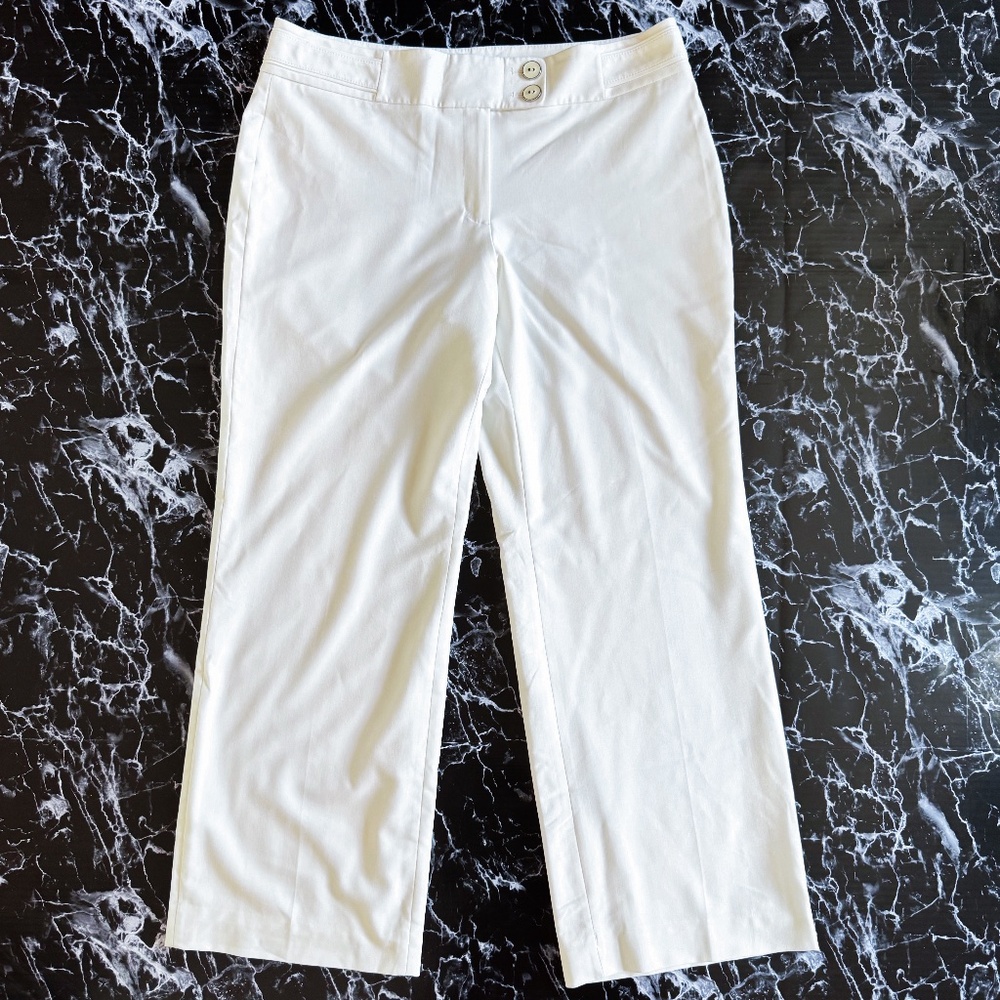 White House Black Market Legacy Lined White Wide Leg Trouser Pants